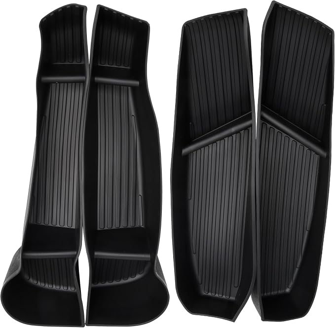 Front and Rear Door Slot Tray Organizer Set of 4 - Compatible with Tesla Model Y 2020-2023 Vehicles - Car Door Tray Pockets Organizer, Protector Side Storage Accessories - Black
