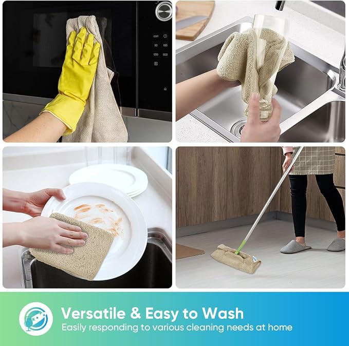 Brown Microfiber Cleaning Cloth, 12 Pack Premium Microfiber Towels for Cars, Lint Free, Scratch-Free, Highly Absorbent, Reusable Cleaning Rags for Car, Household, Kitchen, Window, 11.5"X11.5"