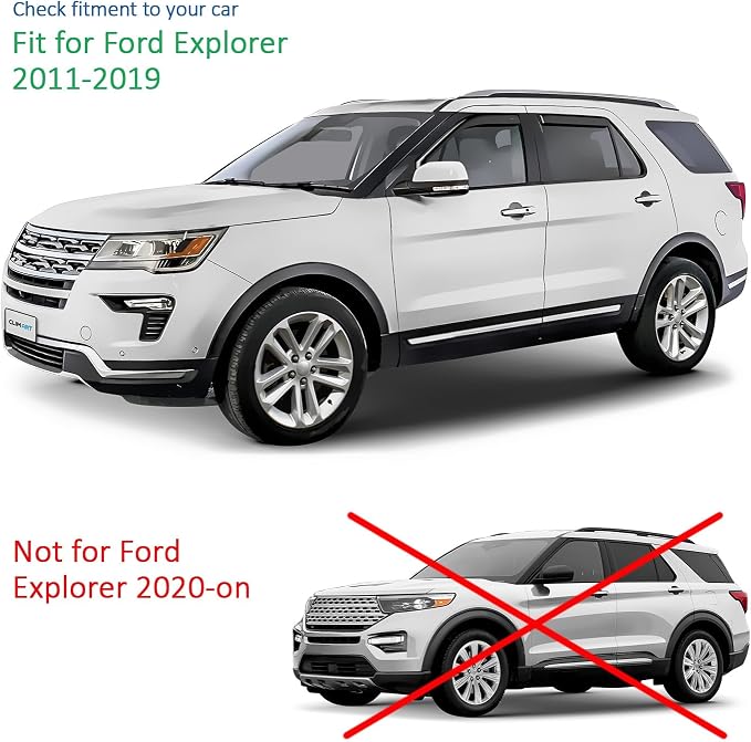in-Channel Incredibly Durable Rain Guards for Ford Explorer 2011-2019, Original Window Deflectors, Vent Deflector, Vent Window Visors, Dark Smoke Car Accessories, 4pcs -611150
