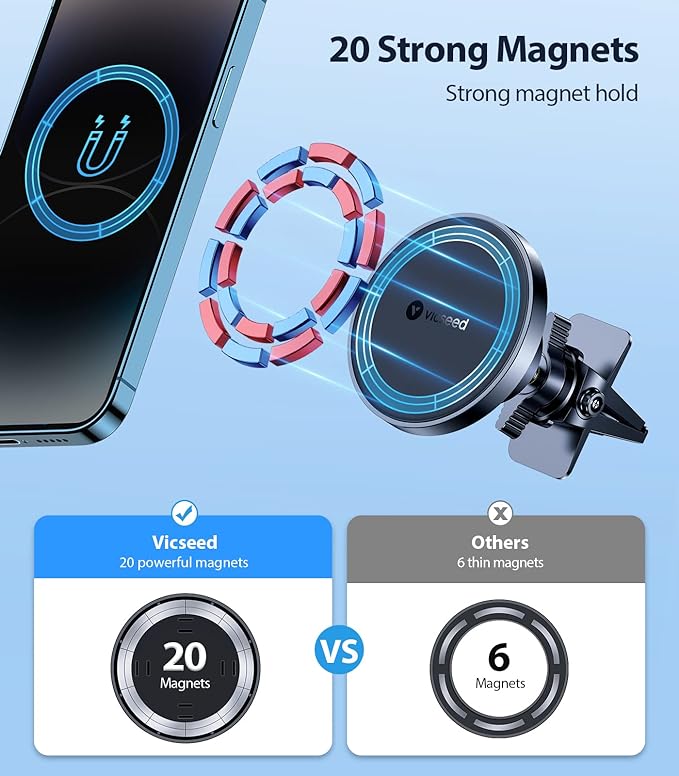 for MagSafe Car Mount [Upgraded Strongest Magnet Power] Magnetic Phone Holder for Car Vent 360 Adjustable Magnetic Car Phone Holder Mount for iPhone 17 Pro Max 16 15 14 13 12 Plus Mini