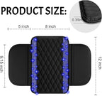 Bling Car Center Console Cover, Leather Car Arm Rest Cover Cushion with 2 Storage Bags, Universal Automotive Armrest Protector Storage Box, Bling Accessories Interior for Most Vehicles (Blue)