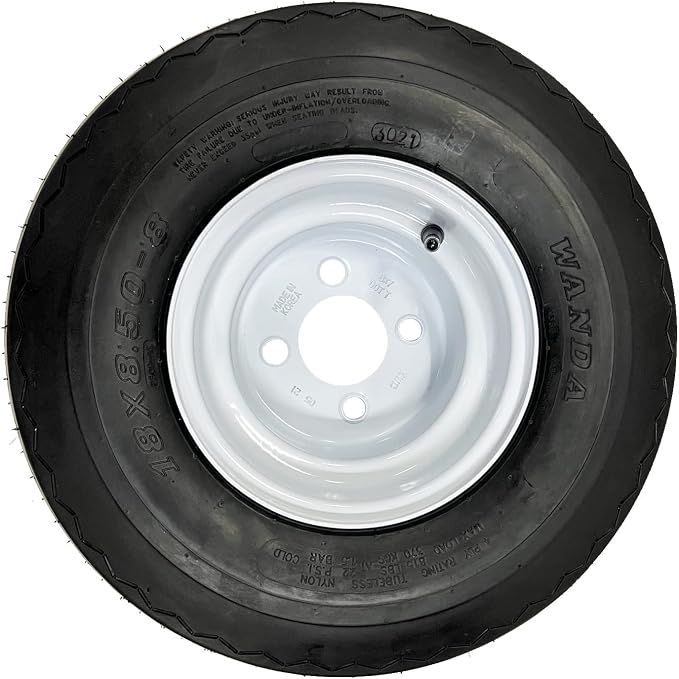 2-Pack Golf Cart Tires On Rims 18 X 8.5 X 8 18-850-8 18X8.50-8 White 4 Lug 8 Inch Wheel - 2 YEAR WARRANTY
