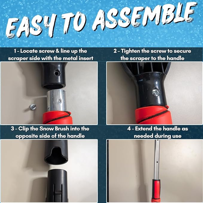 Ice Scraper for Car Windshield with Snow Brush - Telescopic Handle to 28" - Brush End to Clear Snow, Chisel Side for Frost, Claw Side for ICY Chunks
