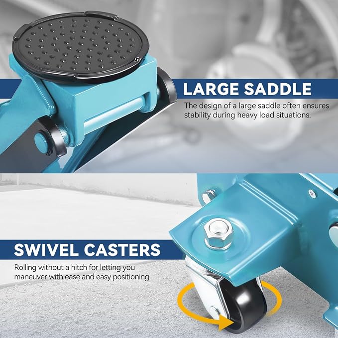 3 Ton Low Profile Floor Jack, Heavy Duty Steel Hydraulic Car Jack with Dual Pistons Quick Lift Pump, Hydraulic Racing Floor Jack, Lifting Range 3" to 20", Sky Blue