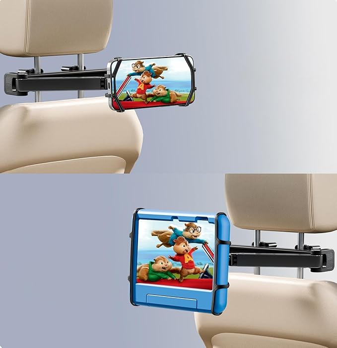 Tablet Holder for Car - [3 in 1 Adjustable Extension Arm] Upgraded iPad Holder for car Backseat with Holding Net, Road Trip Essentials for Kids, for 4.7-13" iPad Pro, Air, Mini, Fire HD, Phone