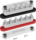 600A Power Distribution Block 12V Bus Bar Terminal Block 6 x 3/8" Terminal Studs 12 Volt Marine Bus Bar with Cover Positive & Negative for Automotive Car Boat Solar System