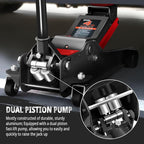 DNA Motoring Floor Jack 4 Ton (8000 lbs) Capacity, Fast Lift Low Profile Hydraulic Trolley Jack, Steel Heavy-Duty Service Car Jack, Lifting Range 4.5"-20", Black, TOOLS-00308-BK