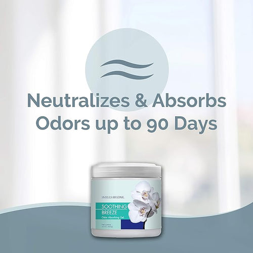 15oz Gel Odor Eliminator - Absorb & Remove Tough Odors in Pet Areas, Bathrooms, Basements, Garage, Cars, RVs & Boats - Eliminate Odors Quickly (1-Pack, Soothing Breeze)