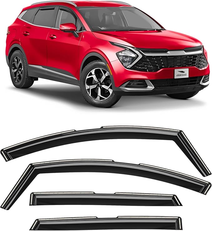 Voron Glass in-Channel Extra Durable Rain Guards for Kia Sportage 2023-2026, Window Deflectors, Vent Window Visors, 4 Pieces - 200816