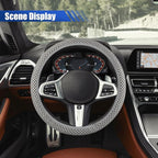 Elastic Stretch Steering Wheel Cover, 15" Breathable Microfiber Ice Silk Steering Wheel Protector, Universal Anti-Slip Car Warm in Winter&Cool in Summer Accessories for Men Women (Gray)