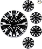 Hubcap Wheel Cover Replacement R17 Hub Caps Universal-Fit Steel Wheel Rim Cover ABS Material Exterior Accessories for Car Truck SUV -Set of 4（17-inch，Silver-Black）