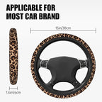 Leopard Steering Wheel Cover, Cheetah Universal Car Steering Wheel Covers for Women & Men, 15 Inch Anti-Slip Neoprene Stretchy Car Accessories Case for Vehicle Truck SUV
