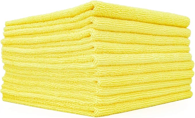 Edgeless 300 - Microfiber Detailing Towels, Perfect for Removing Polishes, Sealants, and Glaze; Great for Interior Cleaning and Dirty Jobs; 300GSM, 16in x 16in, Yellow (10-Pack)