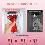 Multi Charging Cable, (2 Pack 4FT) Multi USB Charger Cable 3 in 1 Charging Nylon Braided Multi Charging Cord with Type-C, Micro USB, IP Port for Most Phones/iPhones/Tablets, Red