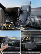 Phone Holders for Your Car: [Never Blocking] Air Vent Cell Phones Mount for iPhone 17 Pro Max & Samsung Android Smartphone [Thick Cases Friendly] Hands-Free Auto Mobile Phone Stand