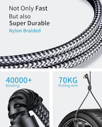 3.2A USB C Charger Cable,[4-Pack,10+6.6+3.3+1.6FT] USB A to USB C Right Angle Gold-Plated Type C Charger Fast Charging Durable Braided Cord for iPhone 17 16 15 Samsung S10 Note 10 S21 LG-Black