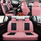 Coverado Universal Car Seat Covers Full Set, Stylish Waterproof Faux Leather Front & Rear Seat Protectors for Sedan SUV Truck, Luxury Fashion Interior – PinkBlack