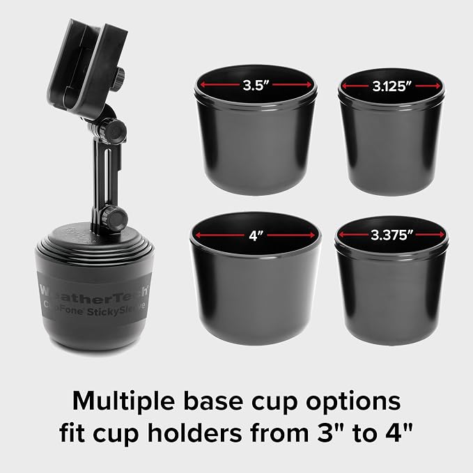 CupFone with Extension – Adjustable, Universal Cup Holder Cell Phone Mount Car & Truck Accessory – Best Design for iPhone & Smartphone Charging – Red Metal Knobs