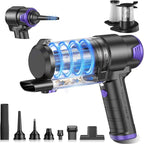 Handheld Car Vacuum Cleaner, 16000PA Air Duster & Vacuum Cleaner, 120W High Power Hand Held Vacuum Cordless, Portable Vacuum Rechargeable with Multi-Nozzles & LED Light for Car, Home, Pet, Office