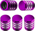 Tire Valve Stem Cap Cover - (5 Pack) Tire Air Caps Metal with Plastic Liner Corrosion Resistant Leak-Proof for Car Truck Motorcycle SUV and Bike Purple