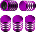 Tire Valve Stem Cap Cover - (5 Pack) Tire Air Caps Metal with Plastic Liner Corrosion Resistant Leak-Proof for Car Truck Motorcycle SUV and Bike Purple