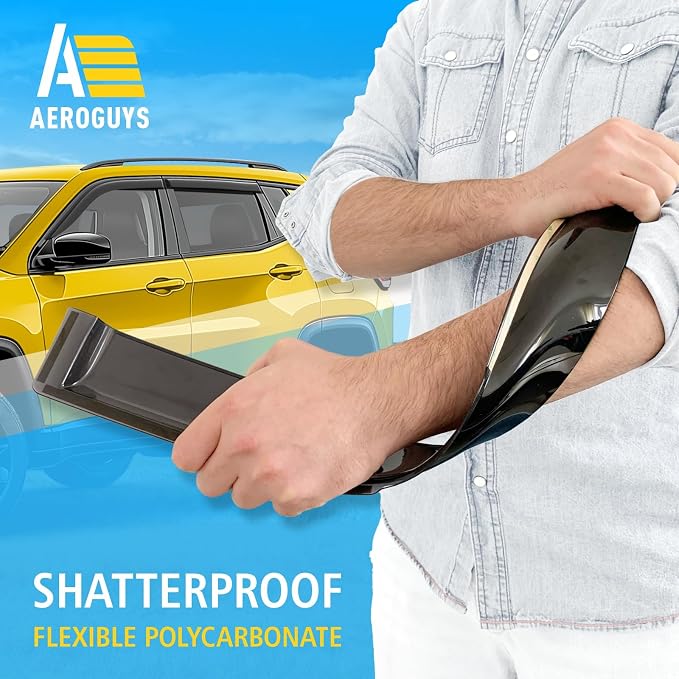 Extra Durable Window Deflectors Tape-On Window Visors Rain Guards Fit for Jeep Compass 2017-2026, Sun Visors, Wind Vent for Shades, Exterior Car Accessories - 4pcs. AG0729