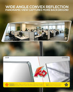 Clip On Cubicle Mirror to See Behind You at Computer Desk | 12 x 3 in acrylic convex rear view mirror for monitor, laptops, PC screens, office, reception and open office workspaces