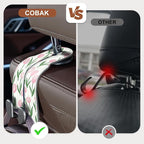 CoBak Purse Hook for Car - Universal Premium Stitched Leather and Aluminum-Magnesium Alloy Double Car Seat Back Storage Hook for Purses, Handbags, Bags (2 Pack),Tulip