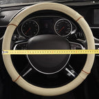 Line Rider Universal Fit Delux Leather Steering Wheel Cover, for suvs,sedans,Vans,Trucks for 14.7" to 15" (Beige)