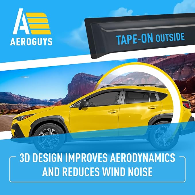 Extra Durable Window Deflectors Tape-On Window Visors Rain Guards Fit for Subaru XV Crosstrek 2024-2026, Sun Visors, Wind Vent for Shades, Exterior Car Accessories - 4 pcs. AG0985