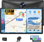 Portable Apple Carplay Screen for Car, 11.3" Extra Large Wireless Car Play & Android Auto Screen for Car, Car Stereo with 4K Dash Cam, App View, Backup Camera,GPS,Mirror Link,FM, Voice Control
