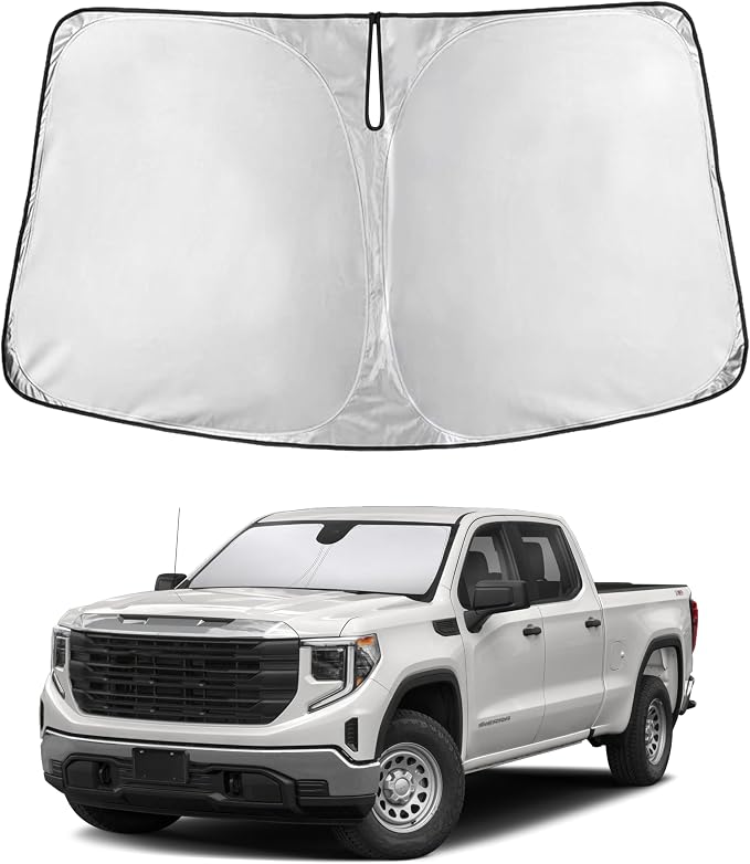 Windshield Sunshade Compatible for Chevy Silverado/GMC Sierra 1500 2500 3500 2019-2024 2025 2026, Front Windshield Sun Shade Cover, UV Heat Protector, Car Sun Visor Interior Heat Protection
