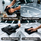 3 Pcs Clay Towel - Auto Detailing synthetic Clay bar Towel - Decontaminate Paint and Glass for Smoth Washing - Improve Wax and Sealant Bonding, Enhance Gloss and Color Depth - 12" x 12" (BLACK)