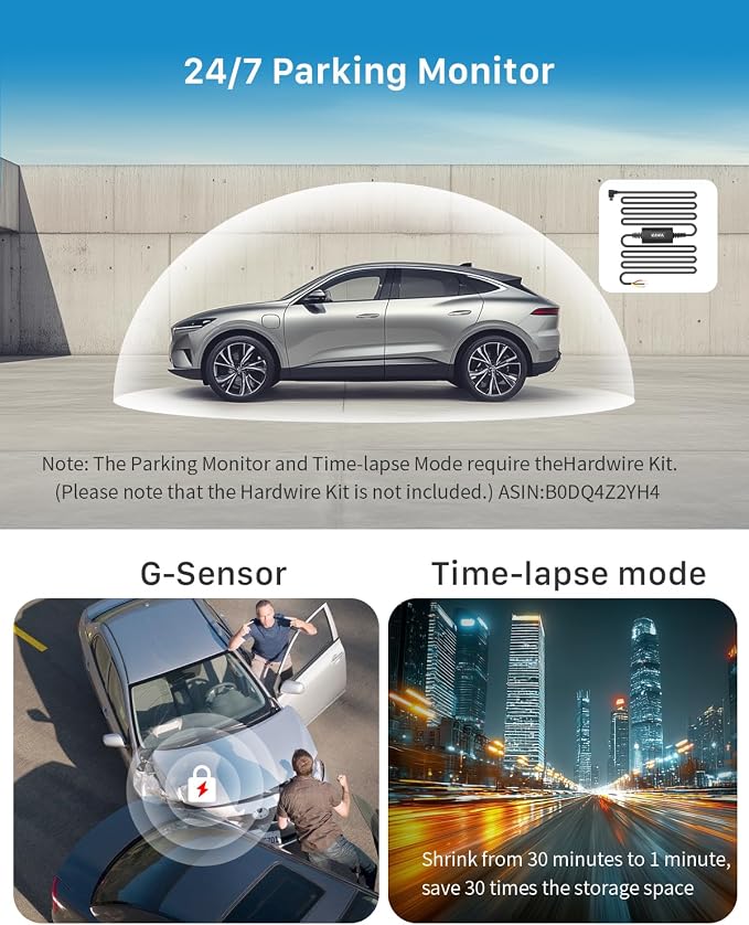 2K Dash Cam for Cars with Voice Control - Stealth Display Tiny Dashcam Front Included 32GB Micro SD Card, Super Night Vision, 1296P QHD, G-Sensor, Built in WiFi & App Car Camera