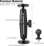 Fish Finder & 1" Ball Mount with Aluminum Long Arm, AMPS Round Plate for RAM Mounts/GPS/Boats/Vehicle, T-Bolt Attachment for Track Systems, Compatible with Humminbird, Raymarine