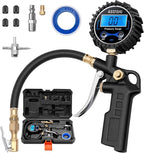 Digital Tire Pressure Gauge with Inflator, 3-250 PSI Air Chuck & Compressor Accessories Heavy Duty with Quick Connect Coupler, 0.1 Display Resolution, 1Pack Standard, with case