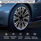 Hubcap Wheel Cover Replacement R15 Hub Caps Universal-Fit Steel Wheel Rim Cover ABS Material Exterior Accessories for Car Truck SUV -Set of 4（15-inch，Silver-Black）