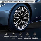 Hubcap Wheel Cover Replacement R16 Hub Caps Universal-Fit Steel Wheel Rim Cover ABS Material Exterior Accessories for Car Truck SUV -Set of 4（16-inch，Silver-Black）