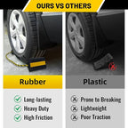 Wheel Chocks (2pair/4pack with Rope) for RV Trailer Camper Truck Car Aircraft, Versatile Heavy Duty Rubber Wheel Chocks Block with 3 Reflective Strips, Tire Wheel Immobilizers & Chocks