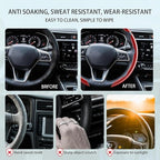 Steering Wheel Covers, 3PCs Leather Anti-Skid Clip on Car Steering Wheel Cover Protector Universal for Most Car Wheel (Burgundy)