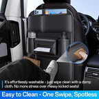 Backseat Car Organizer Leather Back of Seat Car Organizers for Kids Drivers Waterproof Kick Mats Seat Back Protector with Large Capacity 6 Storage Pockets