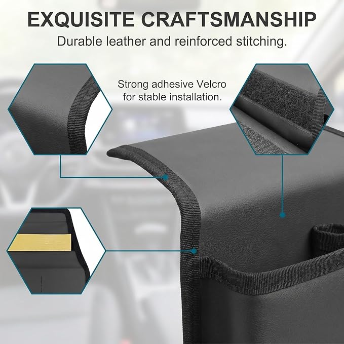 Car Window Armrest Storage Box, Comfortable Leather Vehicle Door Side Arm Rest Pad Organizer Bag, Multi-Function Automotive Window Armrest Storage Pocket, Universal for SUV Van Truck (Black)
