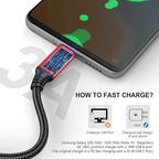 Short USB Type-C Cable 5pack 12inch Fast Charging 3A Rapid Charger Quick Cord, Braided Type C to A Cable for Galaxy S10 20 9 8 Plus a10e,Note 10 9 8,LG V50 V40 G8 G7(1foot, Red)