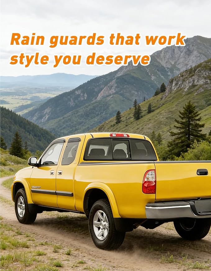Extra-Thick Window Rain Guards Fit for Toyota Tundra Extended Cab 2000-2006 Tape-on Window Deflectors Rain Guards Vent Visors Truck Vent Shades