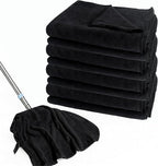 4 Pcs Extra Large Microfiber Cleaning Cloth 30 x 20 Inch Reusable Thick Cleaning Towel Washable Solid Color Microfiber Towel for Home Office Window Cars Glass (Black)