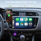 Coiled Car Carplay Charger Fast Charging，[2-Pack, 3Ft] Retractable Braid USB A to USB C Cable for iPhone 17/16/15/Plus/Pro Max/MacBook Pro, Type-C Cord,Black