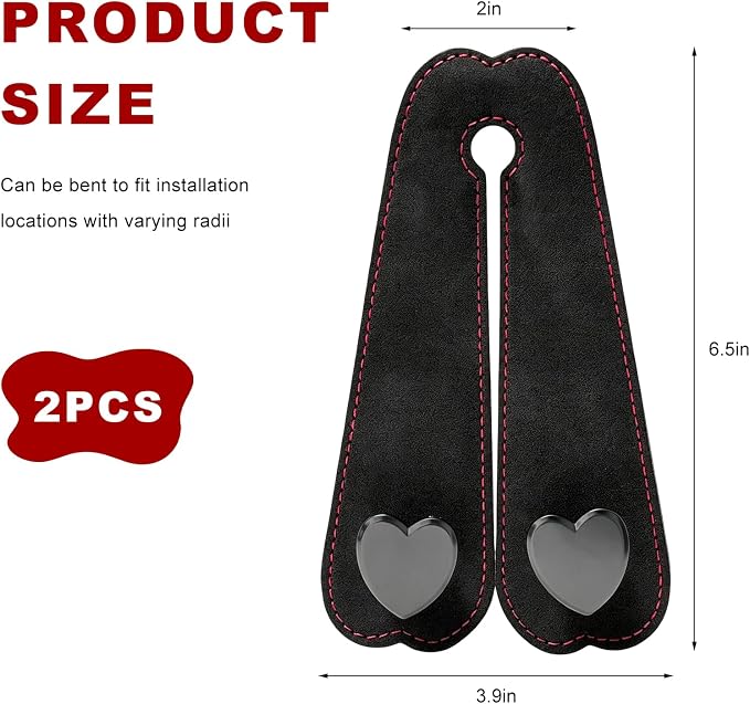 2 PCS Car Seat Headrest Hook, Suede Heart Shape Auto Double Seat Back Purse Storage Hook, Cute Backseat Organizer Universal Bag Holder Most Vehicles, Car Accessories (Black)