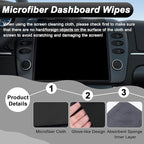 2PCS Car Screen Cleaner, 4.1''×4.1'' Microfiber Dashboard Wipes, Square Microfiber Cloth, Automotive Display Wipes,Vehicle Screen Cleaner Tool for Dashboard Display, Car Interior Tool (Black)