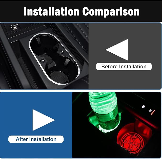 2PCS LED Car Cup Holder Lights, Light up Car Coasters for Cup Holders 7 Color-Changing Light Up Cup Holder Insert Coasters, Waterproof Car Accessories for Teens, Car Gifts for Men & Women