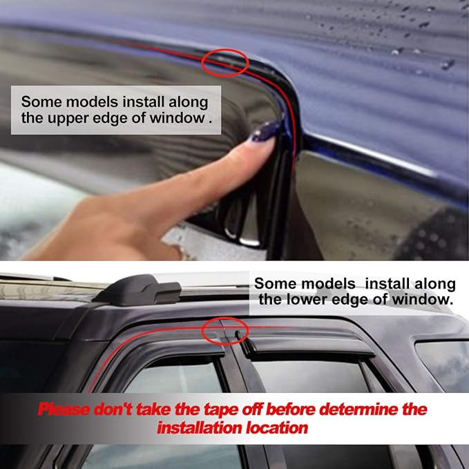 TY4P07 Original Side Window Wind Deflector, 4pcs Out-Channel Tape-On Nice Rain Guards Set, Window Visor fit for 2005-2015 Toyota Tacoma Extended cab (Access cab)